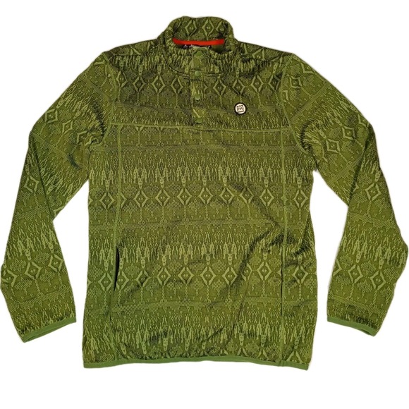 Avalanche Outdoor Supply 1/4 Snap Pullover Sweater Mens S Green Geometric Design - Picture 1 of 7